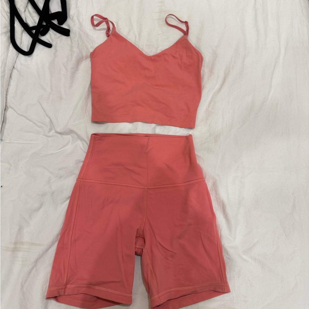 lululemon athletica pink align tank and bike Shorts Set